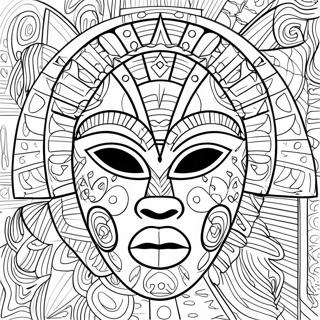 Page à colorier du masque africain | Page de coloriage Masque Africain