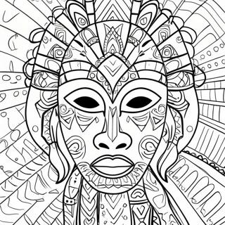 Page à colorier du masque tribal africain coloré | Page de coloriage Masque Africain
