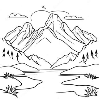 Page à colorier Beau Paysage de Montagne | Page de coloriage Terre