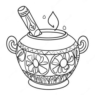 Page à colorier Pot de Pongal Coloré | Page de coloriage Pongal