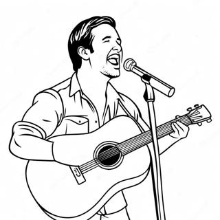 Page à colorier Luke Bryan Chantant sur Scène | Page de coloriage Luke Bryan