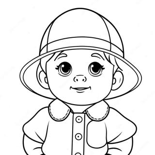 Page à colorier Bébé Mignon en Chapeau Jaune | Page de coloriage Bébé en Jaune