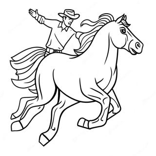 Page à colorier Cheval Western au Galop | Page de coloriage Cheval Western