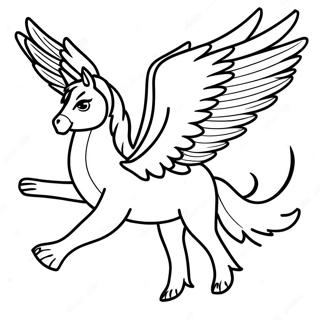 Page à colorier Hippogriffe Majestueux en Vol | Page de coloriage Hippogriffe