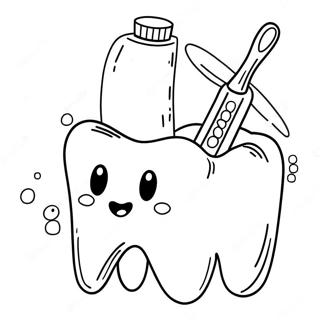 Page à colorier brosse à dents et dents amusantes | Page de coloriage Hygiène