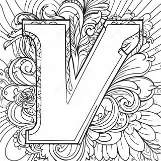 Page à colorier de la lettre V vibrante | Page de coloriage Lettre V