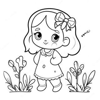 Page à colorier d'Abigail mignonne avec des fleurs | Page de coloriage Abigail