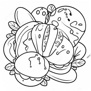 Page à colorier de friandises Pan Dulce colorées | Page de coloriage Pain Doux