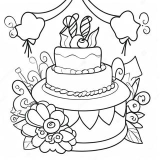 Page à colorier de décorations de fête élégantes Sweet 16 | Page de coloriage Douze ans