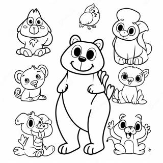 Page à colorier d'animaux drôles en rime | Page de coloriage Rimes