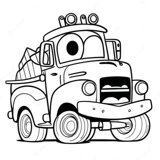 Page à colorier Mater Drôle Conduisant un Camion | Page de coloriage Mater