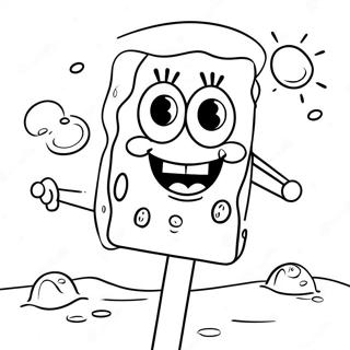 Page à colorier de popsicle SpongeBob coloré au soleil | Page de coloriage SpongeBob Glace