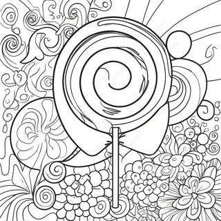 Page à colorier de sucette colorée en tourbillon | Page de coloriage Sucette