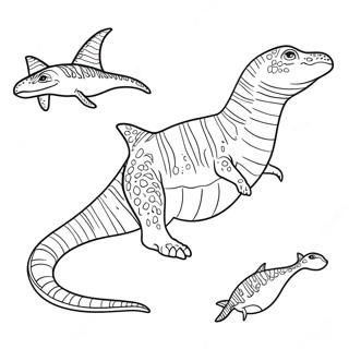 Page à colorier Mosasaure | Page de coloriage Mosasaurus