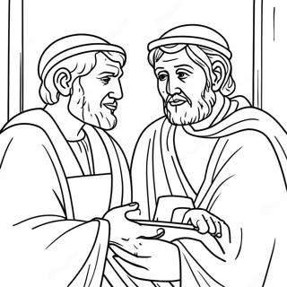 Page à colorier Pierre et Jean des Actes 3 | Page de coloriage Actes 3