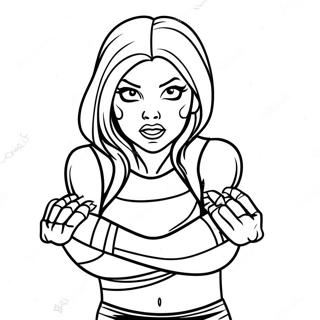Page à colorier d'Alexa Bliss en action de lutte | Page de coloriage Alexa Bliss