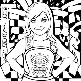 Page à colorier d'Alexa Bliss mignonne avec ceinture de champion | Page de coloriage Alexa Bliss