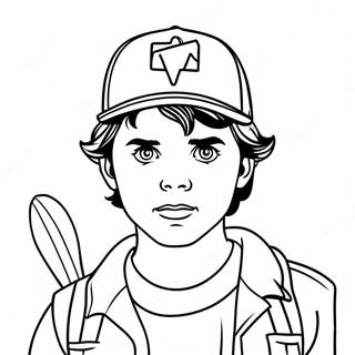 Page à colorier Steve de Stranger Things avec une batte | Page de coloriage Stranger Things Steve