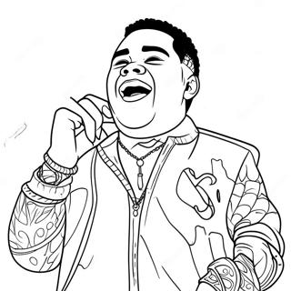 Page à colorier Kevin Gates en performance sur scène | Page de coloriage Kevin Gates