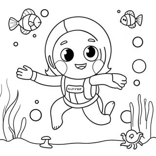 Page à colorier de l'Aventure Sous-Marine de Deema | Page de coloriage Deema Bubble Guppies