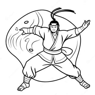 Page à colorier de Neji en Pose de Combat Dynamique | Page de coloriage Neji