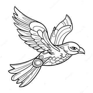 Page à colorier de l'oiseau tonnerre majestueux en vol | Page de coloriage Oiseau-tonnerre