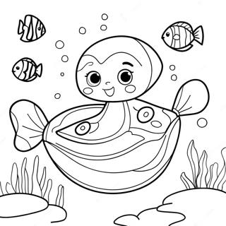 Page à colorier d'Oona nageant avec des amis | Page de coloriage Oona Bubble Guppies