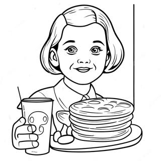 Page à colorier Onze avec des gaufres Eggo | Page de coloriage Choses étranges