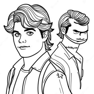 Page à colorier de Steve Harrington cool avec des cheveux | Page de coloriage Steve Harrington