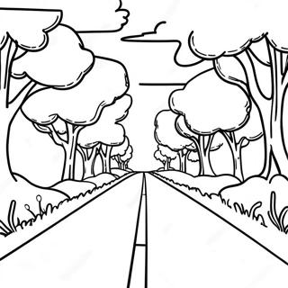 Page à colorier Route Blanche Scénique | Page de coloriage Route Blanche