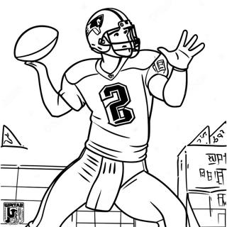 Page à colorier Tom Brady en pose d'action | Page de coloriage Tom Brady