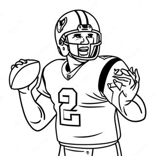 Page à colorier Tom Brady lançant un football | Page de coloriage Tom Brady