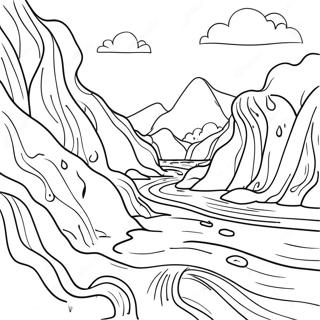 Page à colorier Inondation de Rivière Déchaînée | Page de coloriage Inondation