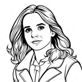Page à colorier d'Emma Watson en Hermione Granger | Page de coloriage Emma Watson