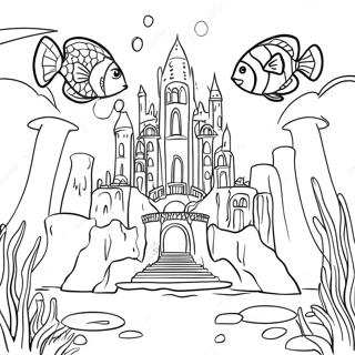 Page à colorier de la ville sous-marine d'Atlantis | Page de coloriage Atlantis