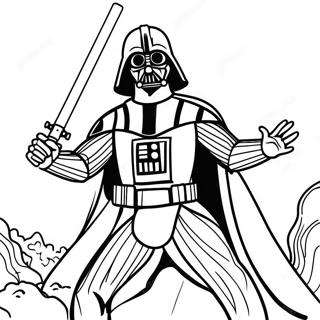 Page à colorier Dark Vador dans une bataille épique | Page de coloriage Darth Vader
