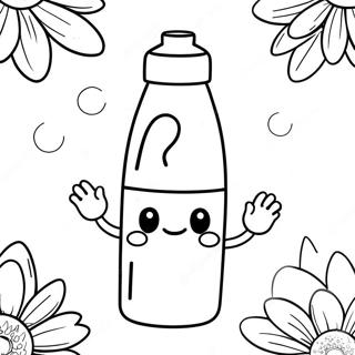 Page à colorier de la bouteille d'eau mignonne | Page de coloriage Eau potable