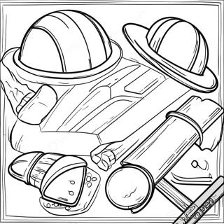 Page à colorier des outils de minage | Page de coloriage Exploitation minière