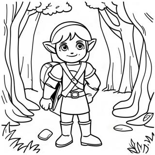 Lien dans une page à colorier de forêt majestueuse | Page de coloriage Lien