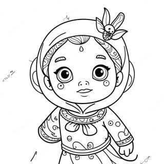Page à colorier du personnage mignon d'Aish | Page de coloriage Aish
