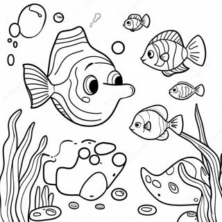 Page à colorier de scène sous-marine avec perles | Page de coloriage Perle
