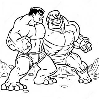 Page à colorier de la bataille épique Hulk vs Abomination | Page de coloriage Hulk contre Abomination