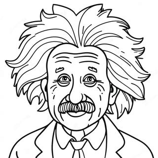 Page à colorier d'Albert Einstein drôle avec des cheveux fous | Page de coloriage Albert Einstein
