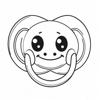 Page à colorier d'une tétine mignonne avec un visage souriant | Page de coloriage Sucette