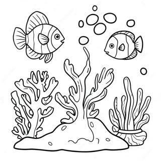 Page à colorier Récif de Corail Coloré | Page de coloriage Les Profondeurs
