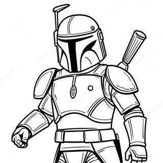 Page à colorier de Jango Fett en armure de combat | Page de coloriage Jango Fett