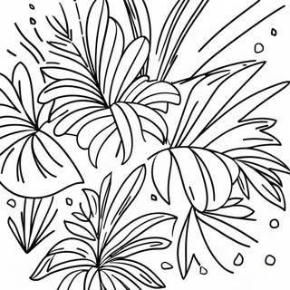 Page à colorier de feuilles de palmier tropicales | Page de coloriage Palmier