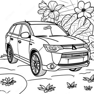 Page à colorier du SUV Mitsubishi Outlander | Page de coloriage Mitsubishi