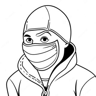 Page à colorier de Voleur Sournois avec un Masque | Page de coloriage Voleur