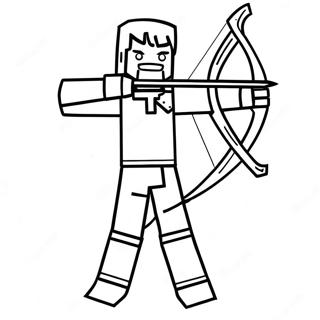 Page à colorier Personnage Archer Minecraft | Page de coloriage Minecraft Arc et Flèche